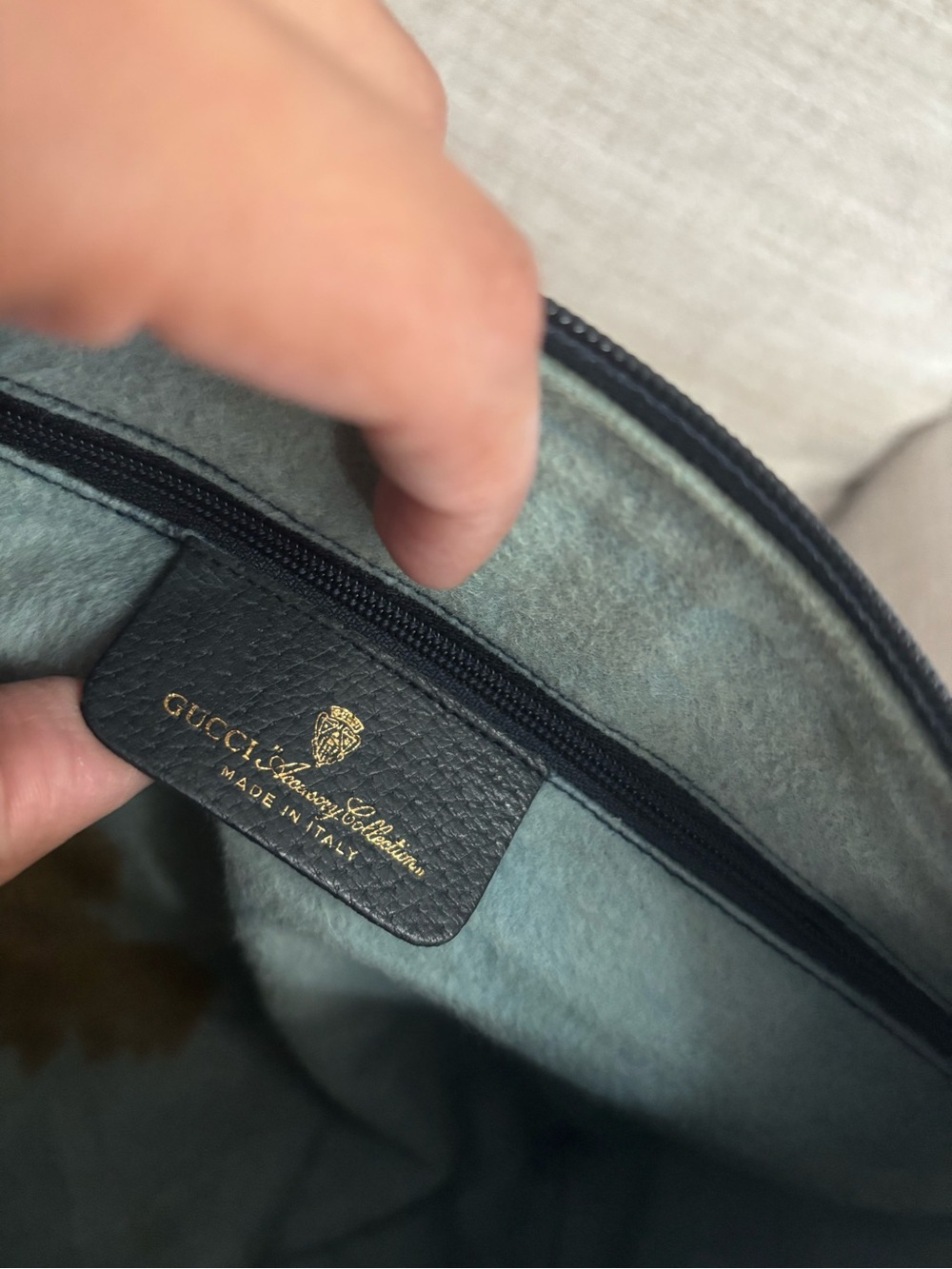 Gucci Beige GG Canvas Boston Bag with Sherry Line Navy - Picture 8 of 16